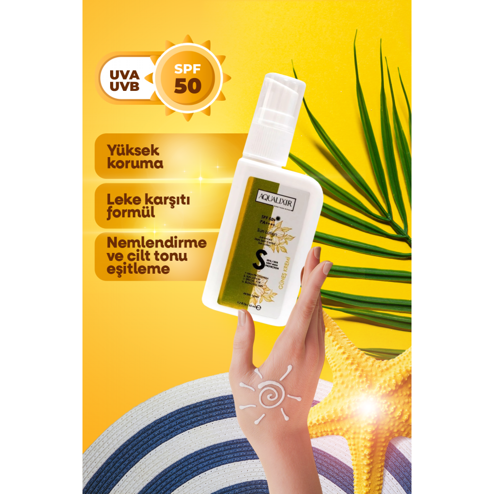 Leke Karşıtı Tüm Ciltler Için Yüksek Korumalı 50 Spf Güneş Kremi 50 ML